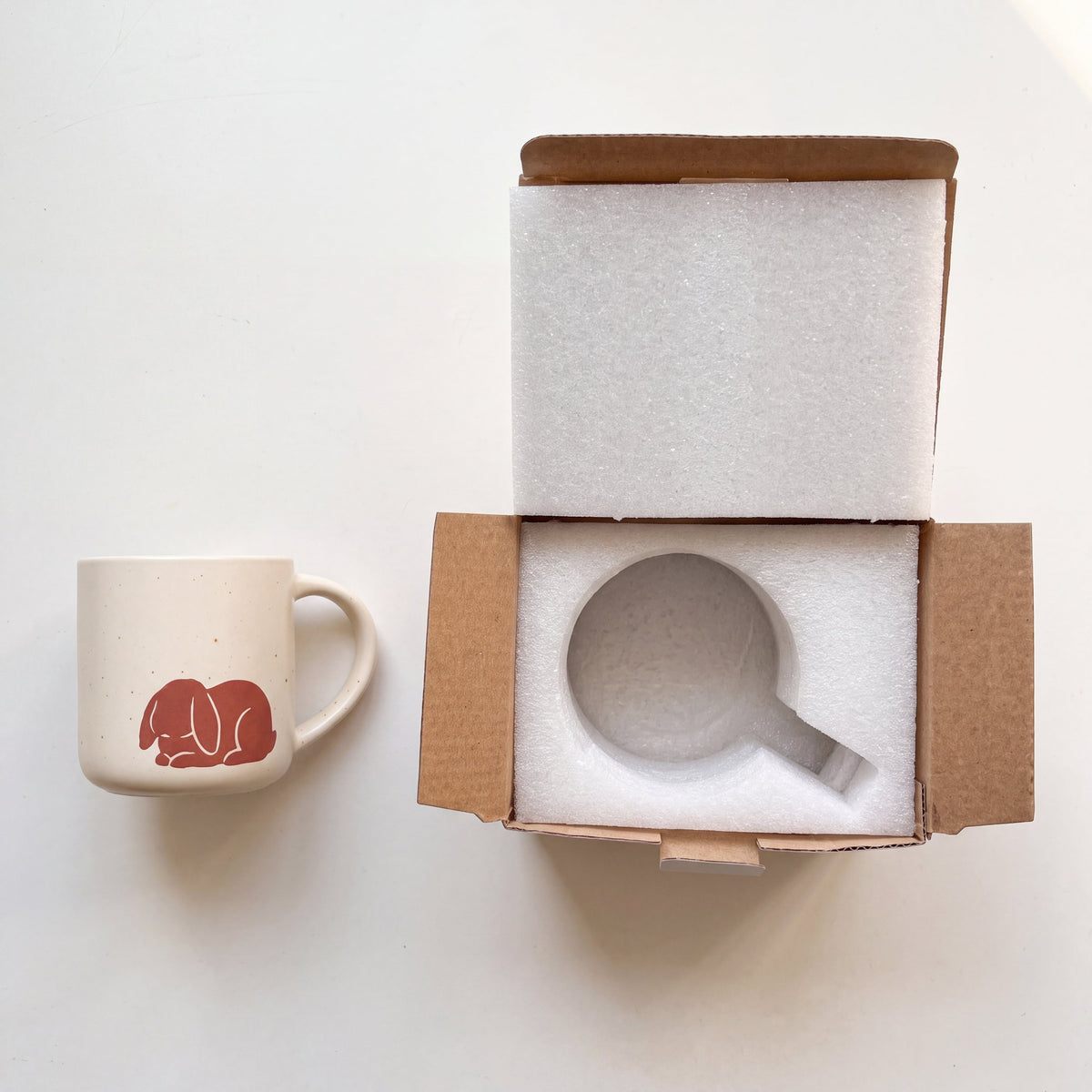 Custom shock-absorbing protective foam packaging and eco-friendly gift box for The Bunny Mug