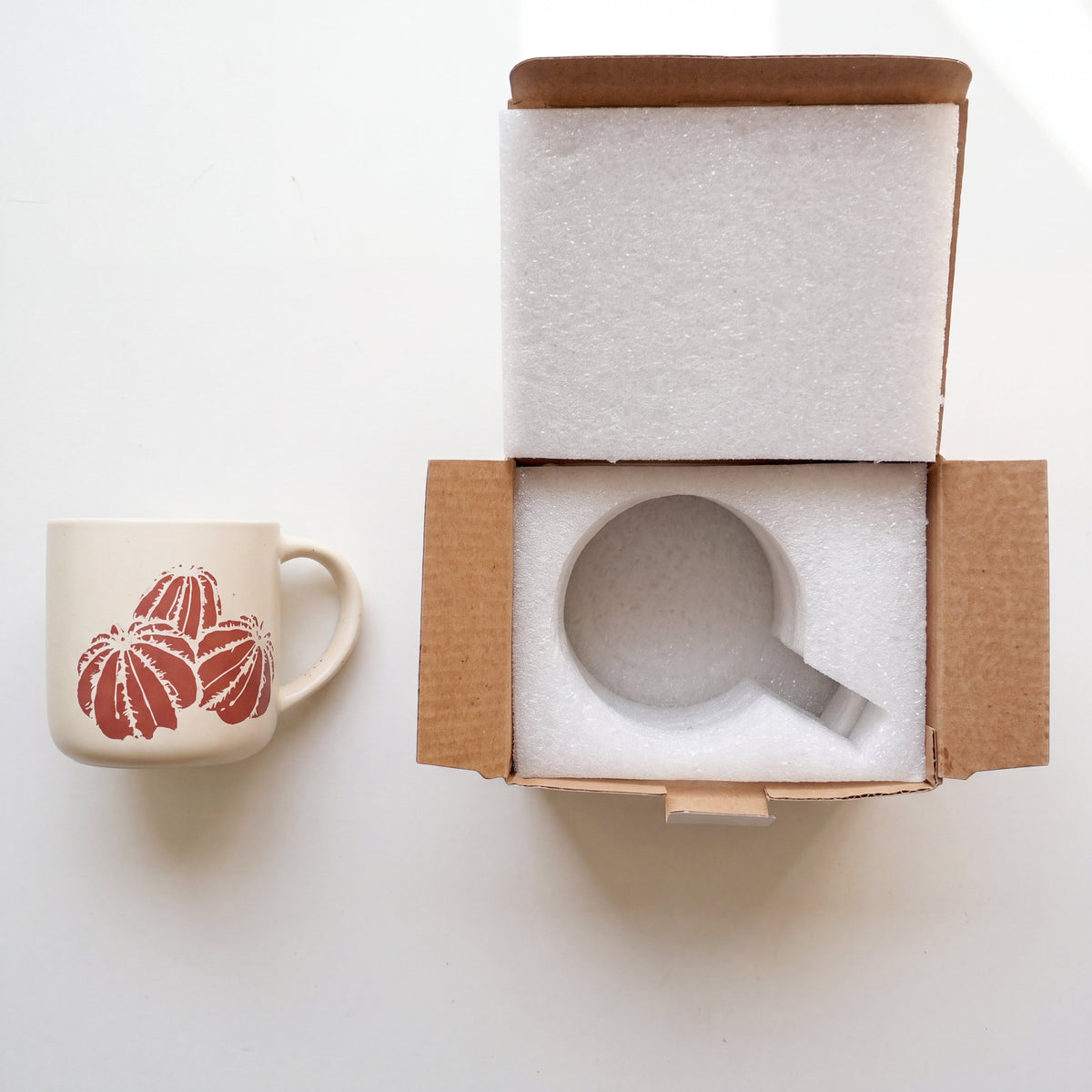 Custom shock-absorbing protective foam packaging and eco-friendly gift box for The Cactus Mug